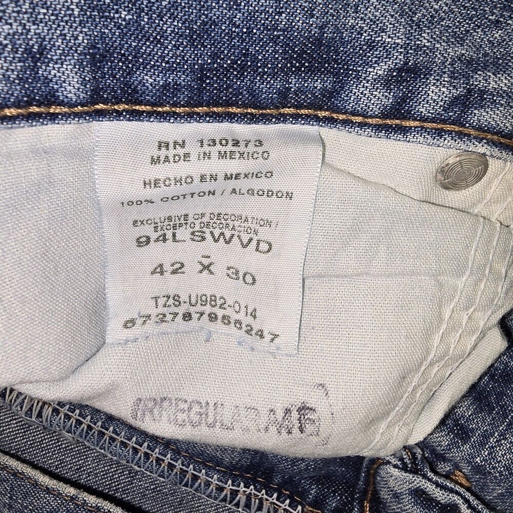 Vtg Wrangler Men's 100% Cotton Carpenter Work Denim Blue Jeans Size 42x30 (C27) - Picture 5 of 9
